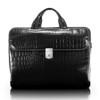 Siamod, Monterosso, SERVANO, Embossed Crocco Leather, 13" Leather Tablet Briefcase, Black (35535)