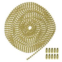 10 Foot Length Ball Chain, Number 6 Size, Yellow Brass, 10 Matching Connectors