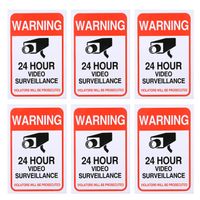 ANNKE Home Security Sign and Business Camera & Video Surveillance Sticker for Indoor Outdoor Use Long Lasting Weatherproof Window & Door Warning Alert 24 Hour Surveillance Decal - 6 Pack