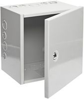 BUD Industries JBH-4961-KO Steel NEMA 1 Sheet Metal Box with Knockout and Hinged Cover, 10" Width x 10" Height x 6" Depth, Gray Finish