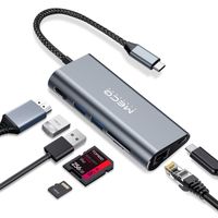 USB C Hub, MECO 7 in 1 Type C Adapter with 4K HDMI, Ethernet Port, 100W Power Delivery & Data USB-C Port, 2 USB 3.0 Ports, SD/TF Card Reader for MacBook Pro/Air Chromebook and More Type-C Devices