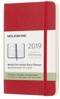 Moleskine Classic 12 Month 2019 Weekly Planner, Soft Cover, Pocket (3.5" x 5.5") Scarlet Red