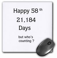 3D Rose"Print of Funny Happy 58 Birthday Or Anniversary" Matte Finish Mouse Pad - 8 x 8" - mp_214226_1