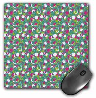 3dRose LLC 8 x 8 x 0.25 Inches Mouse Pad, Retro Pink, Green, Blue, and White Arcs and Circles Pattern (mp_169112_1)