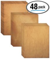 Aged Paper, 48 Sheets of Antique Looking Old Fashion Parchment Paper, Letter Size 8.5 x 11 inch, Double Sided Printing Paper, by Better Office Products, Vintage Old Fashion Aged Look Stationery Paper,