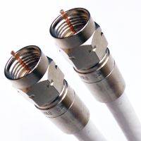 65ft (2 PACK) WHITE QUAD SHIELD RG6 COAX 3Ghz CL2 UV RESISTANT JACKET INDOOR OUTDOOR SATELLITE CABLE 18AWG 75 Ohm ANTI-CORROSION NICKEL COMPRESSION CONNECTORS ASSEMBLED IN USA by PHAT SATELLITE INTL