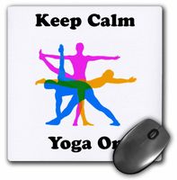 3dRose LLC 8 x 8 x 0.25 Inches Mouse Pad, Keep Calm Yoga On - Blue Yellow Pink (mp_123069_1)