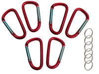 Gold Lion Gear 3" Aluminum Carabiner D Shape Buckle Pack, Keychain Clip, Spring Snap Key Chain Clip Hook Buckle - Red 3" (6 Pack)