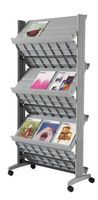 PaperFlow Double Sided Mobile Literature Display, 6 Shelves, 33.67x15.17x66 Inches, Silver (252N.35)