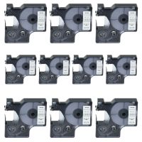 SuperInk Compatible for DYMO 18443 Black on White Vinyl Label Tape (3/8 Inch x 18 Feet 9mm x 5.5m) 10 Pack