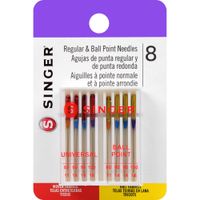SINGER 04800 Universal Regular Point and Ball Point Sewing Machine Needle, Assorted Sizes, 8-Count