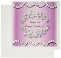 3dRose Sweet 16 Party Invitation - Greeting Cards, 6 x 6 inches, set of 6 (gc_33054_1)