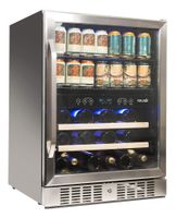 NewAir Beverage Cooler 22 Bottle and 70 Can Capacity Dual Zone Built in Refrigerator for Soda Beer or Wine, AWB-400DB Stainless Steel
