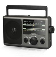 AM FM Portable Radio Transistor Radio with 3.5mm Earphone Jack, Hight/Low Tone Mode, Big Speaker, AC Power or Battery Operated by 4 D Cell Batteries for Home and Outdoor