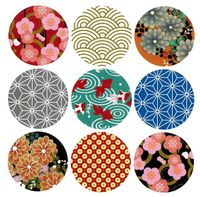 ALIMITOPIA Japan Style Sealing Sticker,Round Japanese Traditional Pattern Self-Adhesive Universal Sealing Paster Gift Packing Decorative Labels Envelope Seals(10 Sheets,90pcs)