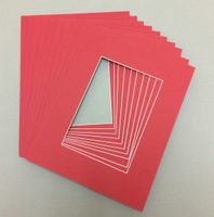 10 8x10 Bright Red Picture Mats with White Core, for 5x7 Pictures