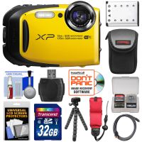 Fujifilm FinePix XP80 Shock & Waterproof Wi-Fi Digital Camera (Yellow) with 32GB Card + Battery + Case + Tripod + Strap + HDMI Cable + Kit