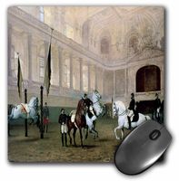 3dRose Morning Exercise in Winter Riding School by Julius von Blass - Mouse Pad, 8 by 8 inches (mp_129782_1)