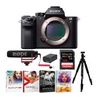 Sony Alpha a7SII Digital Camera (Body Only) with Rode GO Lightweight Microphone and 128GB Accessory Bundle