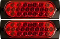 2x Surface Mount Red LED Strobe Lights 6" Oval Tail Light Strobes