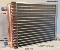 12x12 Water to Air Heat Exchanger~1" Copper Ports w/EZ Install Front Flange