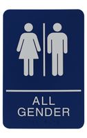 Headline Sign All Gender Restroom Sign, 6 x 9 Inches, ADA, Blue and White (9465)