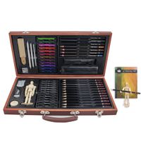 Professional Art kit, 58 Piece Drawing and Sketching Art Set, Colored Pencils and Charcoal Pencils in Wooden Box, Art Supplies for Kids, Teens and Adults