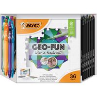 BIC KGFP36-AST GEO-FUN Color-a-Puzzle Activity Kit, Colors, 36-Count, Assorted