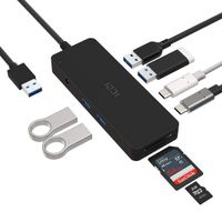 USB HUB 8 Ports, ICZI 4 USB 3.0 Ports Hub with SD TF Card Reader and 2 Type-C Ports for Microsoft Surface 3, Surface Pro 3, Surface Pro 4 and More Other USB Laptops