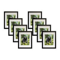 Golden State Art, Set of 8,11x14 Black Photo Frame with Real Glass and White Mat for 8x10 Picture (Pack of 8)