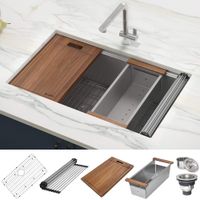 Ruvati 32-inch Workstation Ledge Undermount 16 Gauge Stainless Steel Kitchen Sink Single Bowl - RVH8300