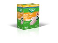 CURAD Basic Care Vinyl Disposable Exam Gloves, Medium (Pack of 300)