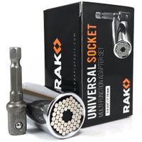 RAK Universal Socket Grip (7-19mm) Multi-Function Ratchet Wrench Power Drill Adapter 2Pc Set - Best Unique Tool Gift for Men, DIY Handyman, Father/Dad, Husband, Boyfriend, Him, Women