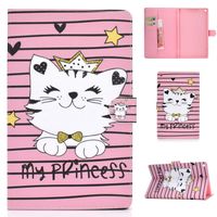 Ostop Compatible with All-New Amazon Kindle Fire HD 8 Tablet 2018/2017/2016 Case,Slim PU Leather Magnetic Smart Auto Sleep/Wake Cover Stand Folio Wallet Case with Card Slots Pocket,Pretty Cat