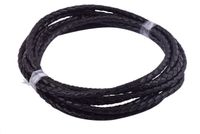 KONMAY 2 Yards 4.0mm Black Genuine Leather Braided Bolo Leather Cord
