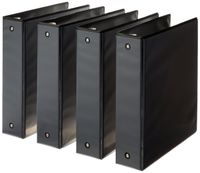 AmazonBasics 3-Ring Binder, 2 Inch - Black, 4-Pack