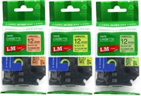 LM Tapes - 3 Fluorescent Tape Value Pack for Brother PT-H100 - 12mm Black on Orange, Black on Green, Black on Yellow Compatible TZe P-touch Tape for Brother Model PTH100 Label Makers