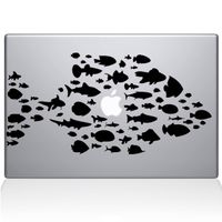 The Decal Guru Swim with The Fishes MacBook Decal Vinyl Sticker - 13" MacBook Air - Black (0146-MAC-13A-BLA)