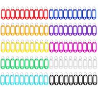 150 Pack Tough Plastic Key Tags Keychain Tags, Key Ring Tags ID Label Tags with Split Ring Label Window,10 Colors