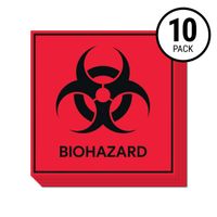 Biohazard Stickers Signs (Pack of 10) | Decals for Labs, Hospitals, and Industrial Use