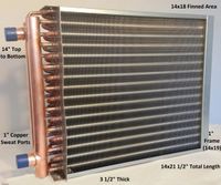14x18 Water to Air Heat Exchanger~1" Copper Ports w/EZ Install Front Flange