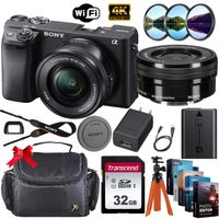 Sony Alpha a6400 Mirrorless Digital Camera with 16-50mm Lens + 32GB Memory Card, Sturdy Equipment Carrying Case, Spider Tripod, Software Kit and More