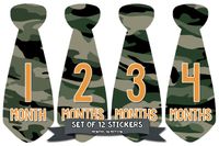 Months In Motion Monthly Baby Tie Stickers - Boy Month Milestone Necktie Sticker - Onesie Month Sticker - Infant Photo Prop for First Year - Shower Gift - Newborn Keepsakes - Camo Camouflage