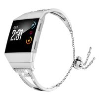 Wearlizer Bling Band Compatible for Fitbit Ionic Bands Women, Stainless Steel Bling Replacement Band Bracelet with Diamond Rhinestones X-Link Compatible Fitbit Ionic Small Large Silver