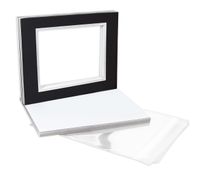 Golden State Art, Double Picture Mats with White Core Bevel Cut for 8X10 Photo Pictures (Mats, Backing, Clear Bags Included), Black Over Silver, 11x14-10 Pack (Double Mat)