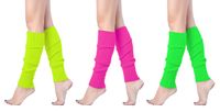 V28 Women Juniors 80s Eighty's Ribbed Leg Warmers for Party Sports, (3 Pack C)