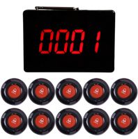 CallToU Wireless Calling System Customers Patient Pager System with 10 PCS Waterproof Call Buttons and 1PC Display Receiver for Restaurant Clinic Nursing Home Caregiver