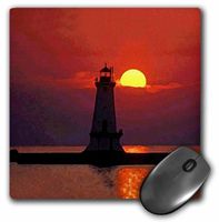 3dRose LLC 8 x 8 x 0.25 Inches Mouse Pad, Light House on The Sunset (mp_237_1)