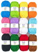 Mira Handcrafts Acrylic 1.76 Ounce(50g) Each Large Yarn Skeins - 12 Multicolor Knitting and Crochet Yarn Bulk - Starter Kit for Colorful Craft - 7 Ebooks with Yarn Patterns