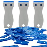 TCP Global Scraper Set with 100 Piece Double Edge Plastic Razor Blades and (3) Scraper Tool Utility Knife Holders for Glass, Removing Labels, Stickers and Detail Window Film Graphics